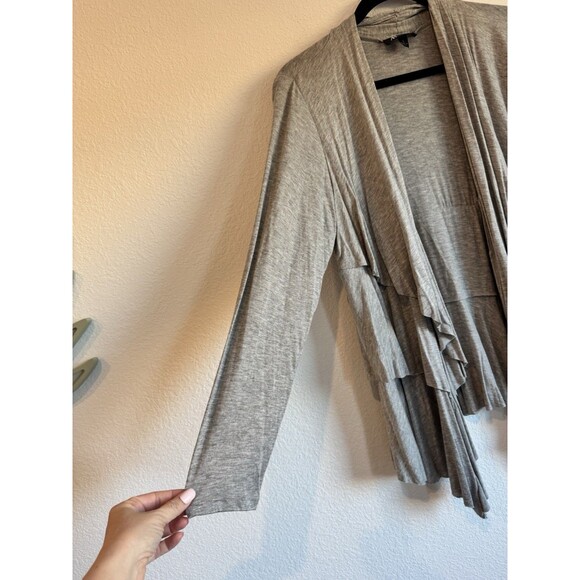 AB Studio Women's Gray Open Front Layered Cardigan Sweater Long Sleeve Large - Picture 2 of 11